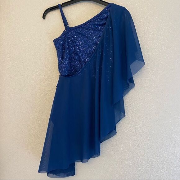 WEISSMAN Elite Dance Costume navy blue sequin Cruel World D13083 LC-large child - Picture 4 of 12